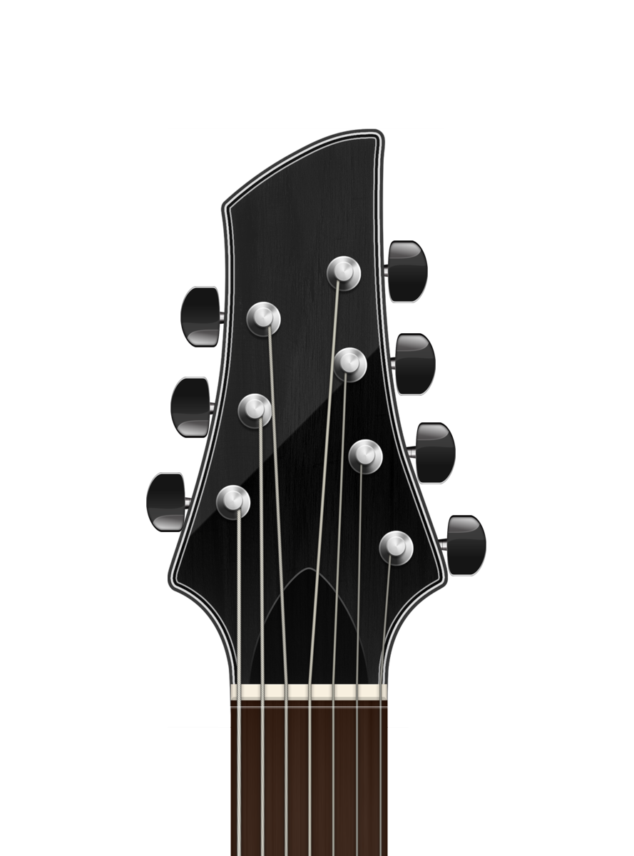 Ein Akustikgitarrenkopf mit Stimmwirbeln