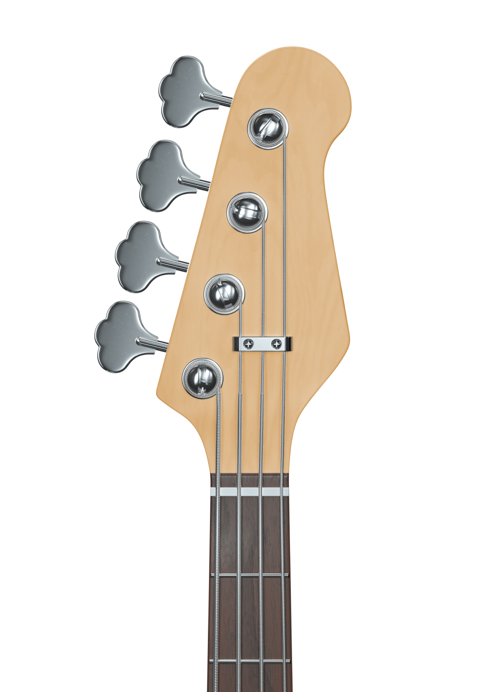 Ein Akustikgitarrenkopf mit Stimmwirbeln